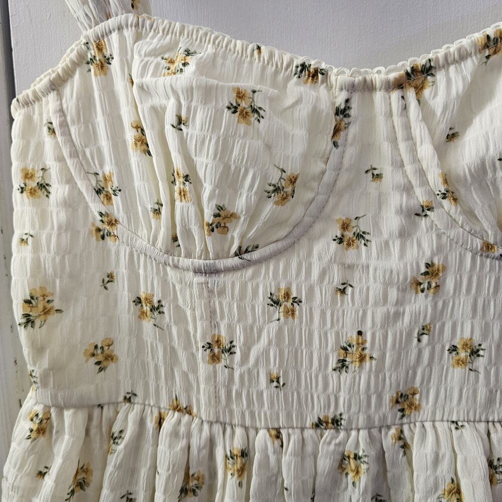 Tiered A Line Floral Bodice Maxi Sz S Peasant Cottage Whimsy Prairie Milkmaid
